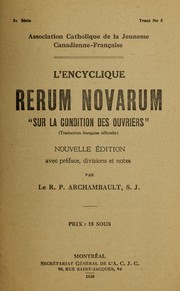 Cover of: Encyclique Rerum Novarum, "Sur la condition des ouvriers"