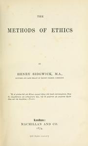 Cover of: The methods of ethics