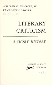 Cover of: Literary criticism: a short history