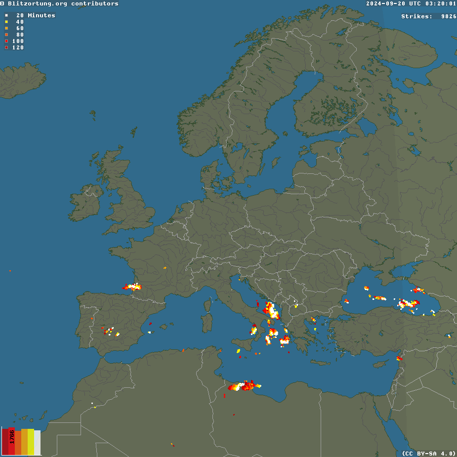 Europe and Middle East Lightning Radar