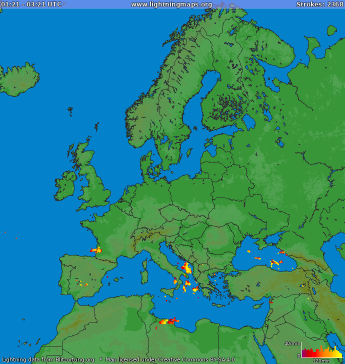 Lightning map Europe 2024-09-20 01:41:31 UTC