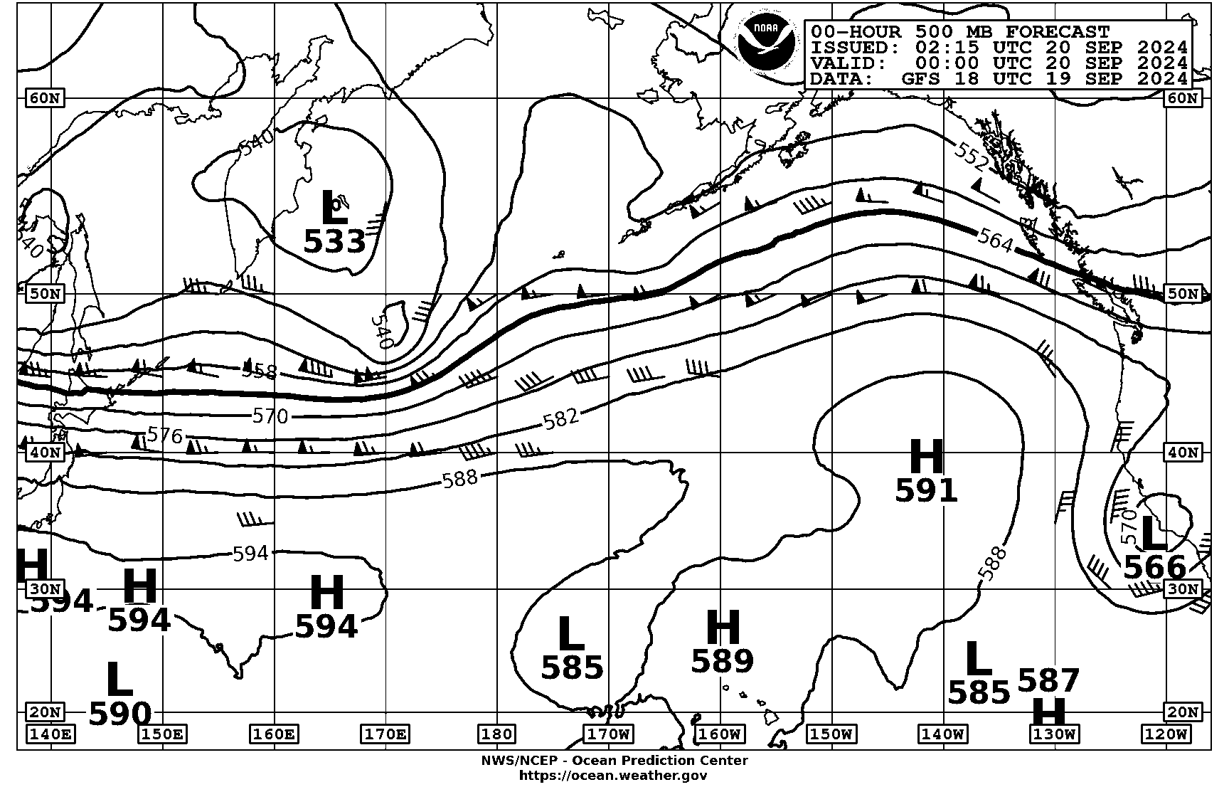 Pacific 500 mb analysis