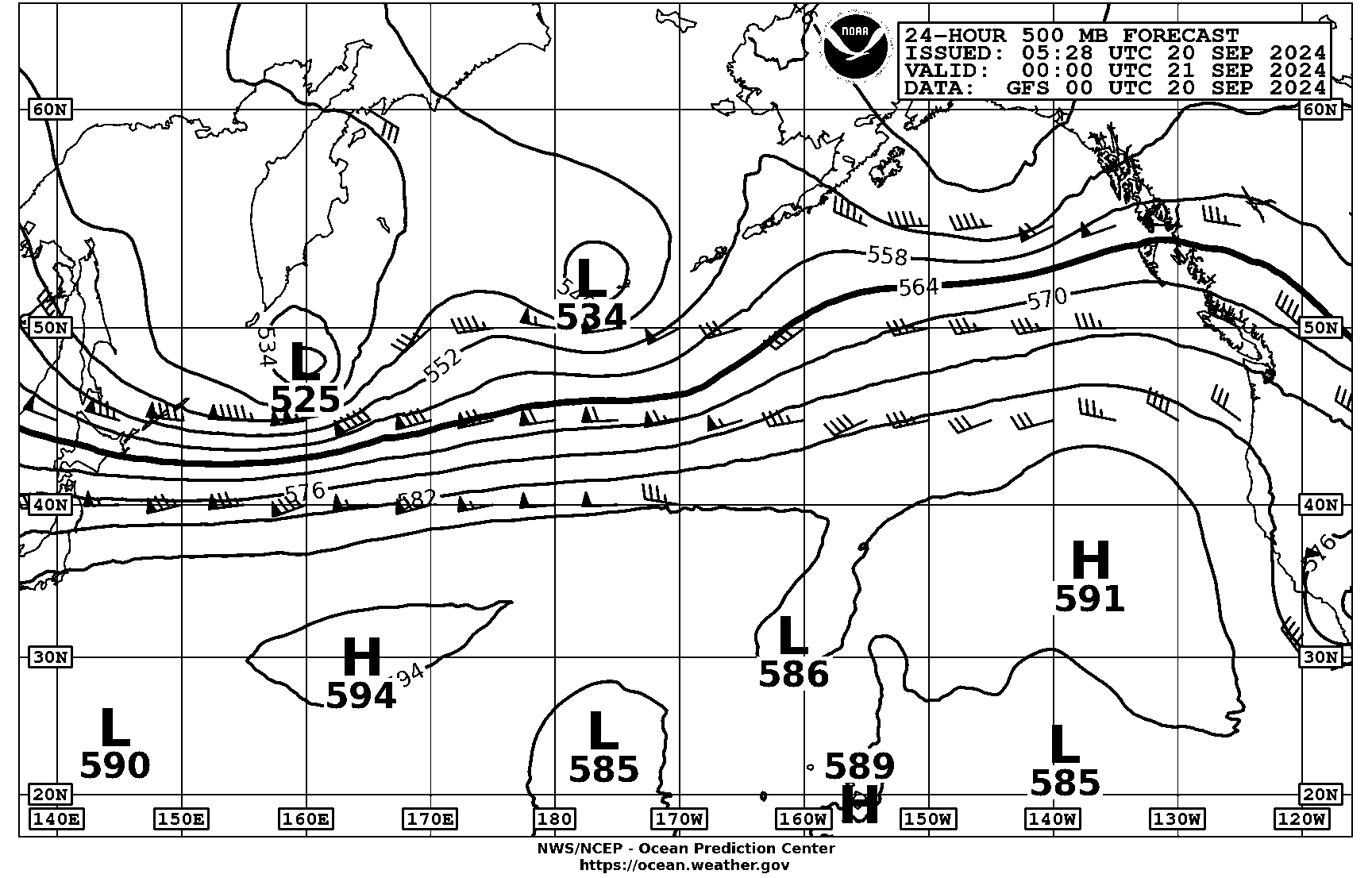 24 hour 500 mb Pacific