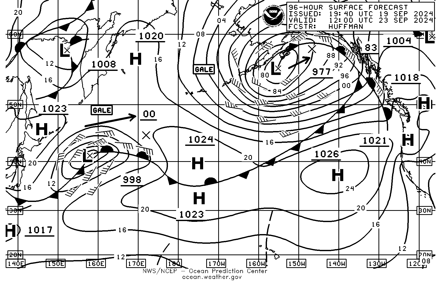 96 hour Pacific surface