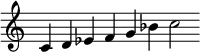  {
\override Score.TimeSignature #'stencil = ##f
\relative c' {
  \clef treble \time 9/4
  c4 d es f g bes c2

} }
