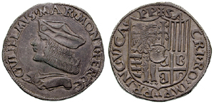 Testão de Guilherme IX Paleólogo, marquês de Monferrato entre 1494 e 1518.