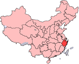 Zhejiang is highlighted on this map