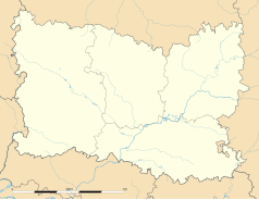 Mapa konturowa Oise, po prawej nieco u góry znajduje się punkt z opisem „Sempigny”