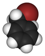 Molecuulmodel van benzylbromide