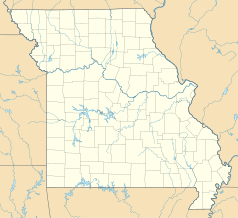 Mapa konturowa Missouri, po prawej znajduje się punkt z opisem „St. Ann”