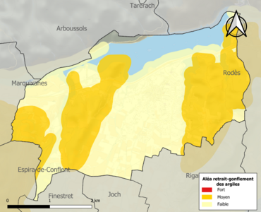 Carte des zones d'aléa retrait-gonflement des argiles.