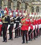 Modern British Household Cavalry soldiers wearing Albert helmets