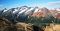 Otter Mountain from the west. Cambria Peak furthest to the left, and Red Mountain Project (gold mine) visible to the right