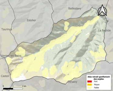 Carte des zones d'aléa retrait-gonflement des argiles.