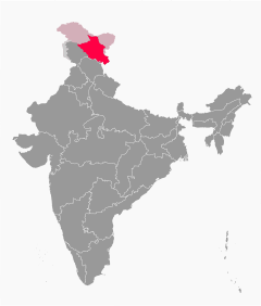 Localizacion del territòri de l'union de Ladakh en Índia