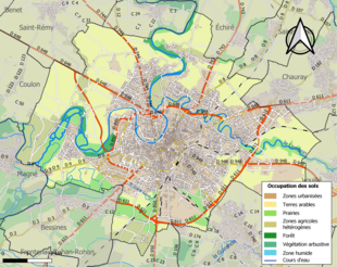 Carte en couleurs présentant l'occupation des sols.