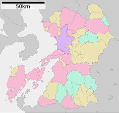 熊本県立第一高等学校の位置（熊本県内）