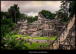 Mayaruiner i jungelen i Guatemala