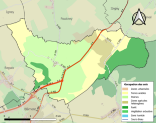 Carte en couleurs présentant l'occupation des sols.