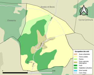 Carte en couleurs présentant l'occupation des sols.