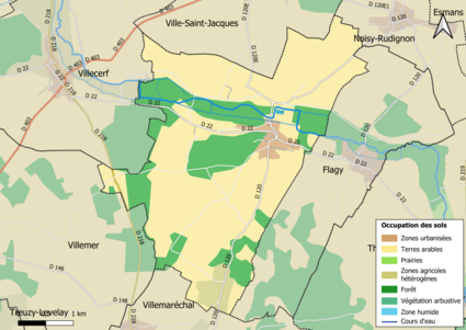 Carte des infrastructures et de l'occupation des sols en 2018 (CLC) de la commune.