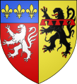 Blason du département du Rhône : Parti de Lyon et de Beaujeu.