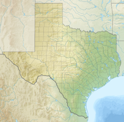 Location of lake in Texas, USA