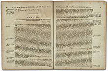 Image of the first two pages of the Act Against Slavery, taken from the statute volume