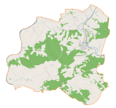 Mapa konturowa gminy Pleśna, na dole po prawej znajduje się punkt z opisem „Cmentarz wojenny nr 159Lichwin-Łazy”