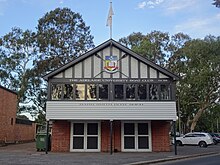 This is a photograph of the Barr Smith Boat Shed of the Adelaide University Boat Club, donated by Robert Barr Smith.