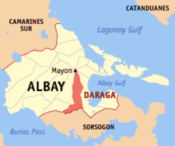 Mapa de Albay con Daraga resaltado