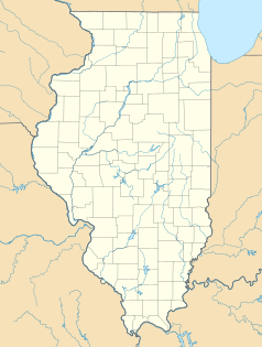 Mapa konturowa Illinois, po prawej nieco u góry znajduje się punkt z opisem „Watseka”