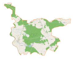 Mapa konturowa gminy Kuryłówka, blisko centrum u góry znajduje się punkt z opisem „Czarnuchy”