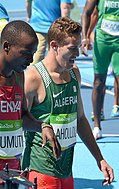 Abdelmalik Lahoulou (grünes Trikot) – ausgeschieden als Fünfter des dritten Halbfinals