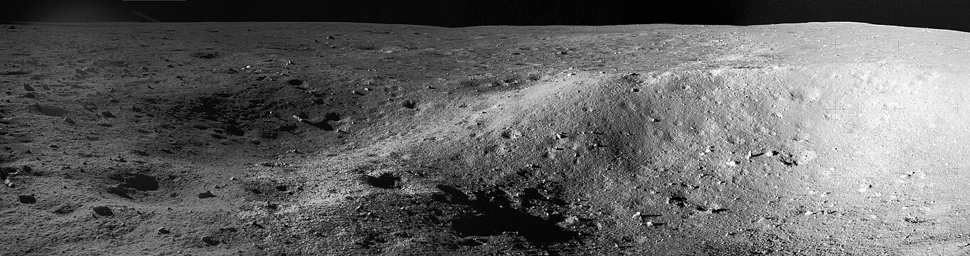 Composite image of Double crater, a few meters from Eagle. Photos by Aldrin.