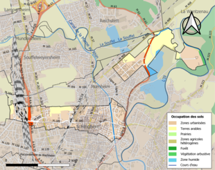 Carte en couleurs présentant l'occupation des sols.