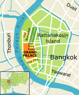 Locatie van het Koninklijk Paleis (Grand Palace) in Bangkok