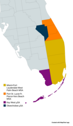 Area Metropolitana di Miami – Mappa