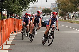 De ploeg tijdens het WK Ploegentijdrit 2015 in Richmond.