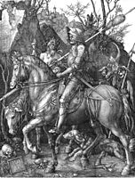 Albrecht Dürer, Il Cavaliere, la Morte e il Diavolo 1513 Militari e guerra