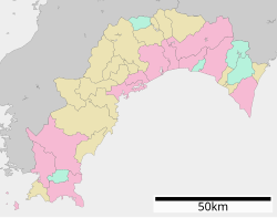 四国自動車博物館の位置（高知県内）