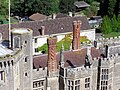 Brick sculpturing on Thornbury Castle, Thornbury, near Bristol, England. The chimneys were erected in 1514