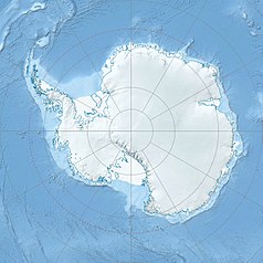 Mapa konturowa Antarktyki, u góry po lewej znajduje się punkt z opisem „Antarctic Sound”