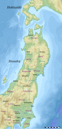 Strahlungsbelastung durch die Nuklearunfälle von Fukushima (Nordteil der Insel Honshū)