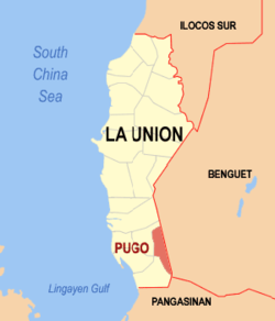 Map of La Union with Pugo highlighted