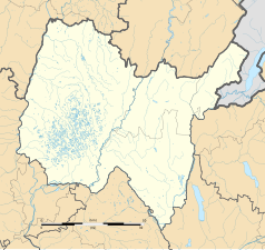 Mapa konturowa Ain, po lewej znajduje się punkt z opisem „Marlieux”