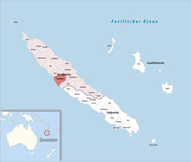 Location of the commune (in red) within New Caledonia