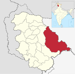 Location of Kishtwar district in Jammu and Kashmir