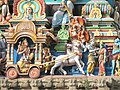 Detalle de uno de los gopuram del Templo de Meenakshi Amman.