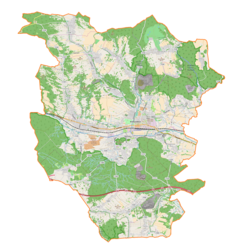 Mapa konturowa gminy Krzeszowice, u góry znajduje się punkt z opisem „Czerna”